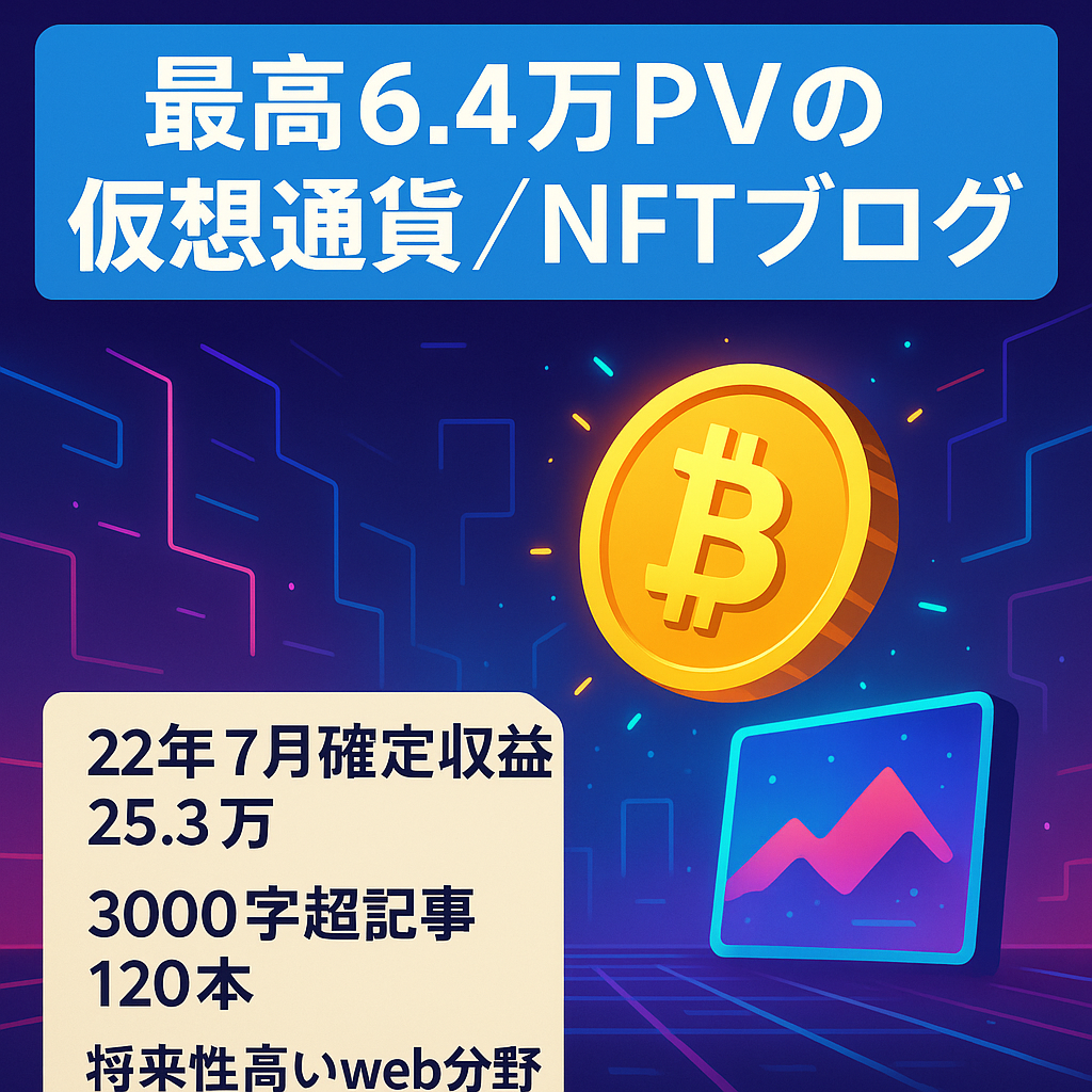 【過去最高64,000PV】仮想通貨・NFTに特化したweb3ブログ【web3の将来性あり】