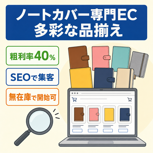 【粗利率40%】多様な品揃えのノートカバーに特化した専門EC
