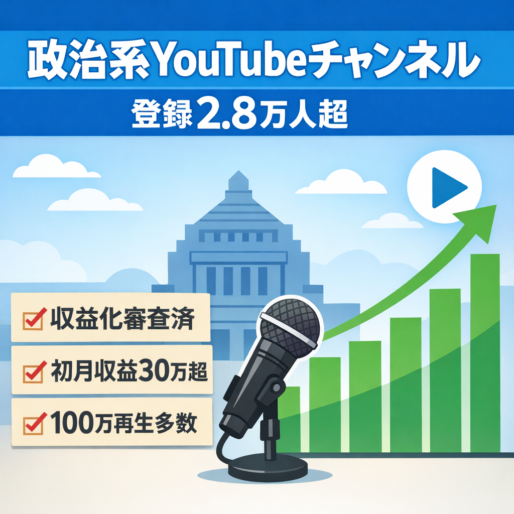 【チャンネル登録28,000人越え】政治系youtube 100万再生越え多数