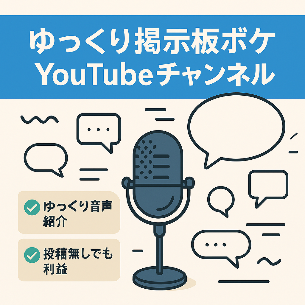 【収益化達成済、ノウハウ全て提供します】某掲示板のボケをyoutubeでゆっくり動画で月利益10万円以上