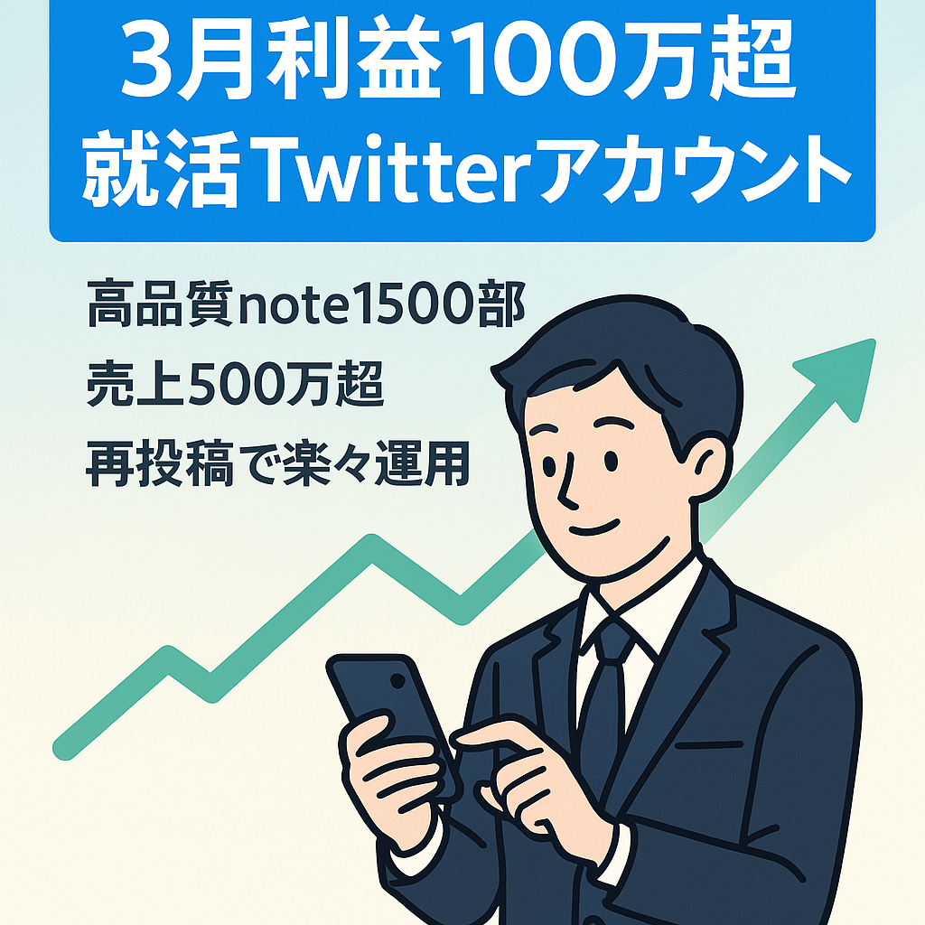 【3月度利益100万超】Twitter就活系アカウント(フォロワー約9000人、総売上550万超)