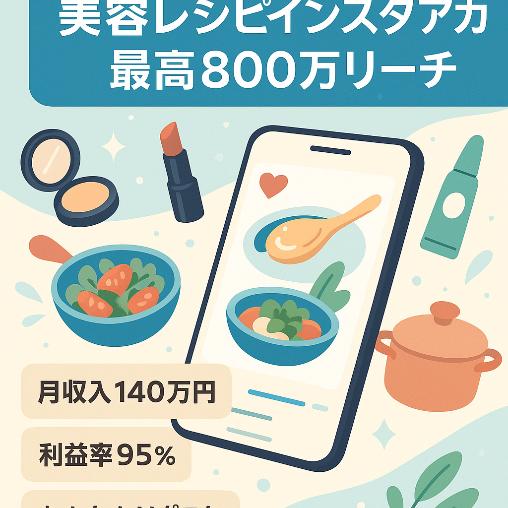 【最高800万リーチ（月）/月収入140万円超え】美容系、レシピ共有インスタアカウント※リポスト形式