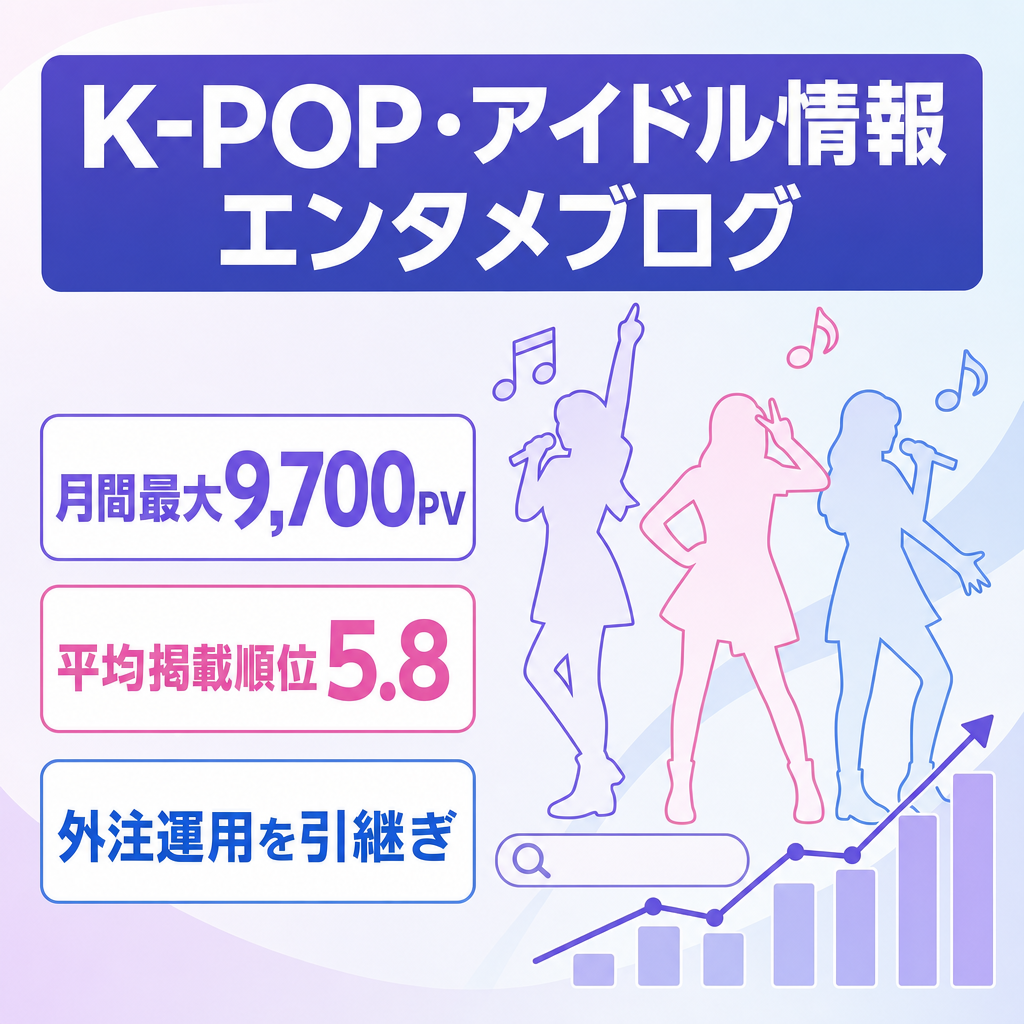 【月間最大9,700PV】K-POP・アイドル情報メインのエンタメブログ（平均掲載順位5.8）