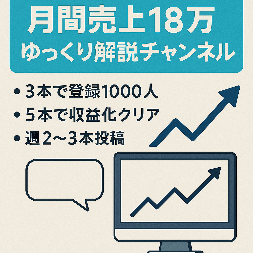 立ち上げ3ヶ月で月間売上18万円・投稿3本目で1000人超えたゆっくり解説のチャンネル