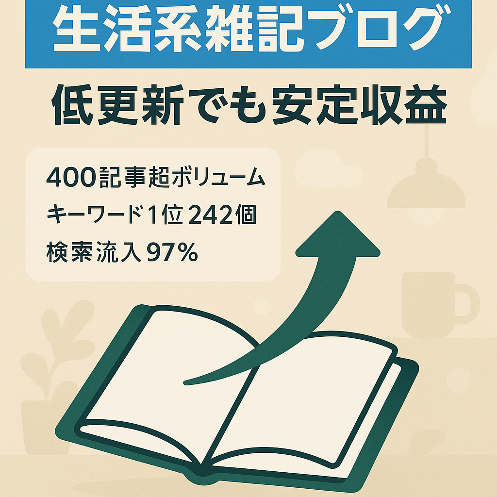 生活に関する雑記ブログ。更新回数が低めでも収益を維持しやすいです。