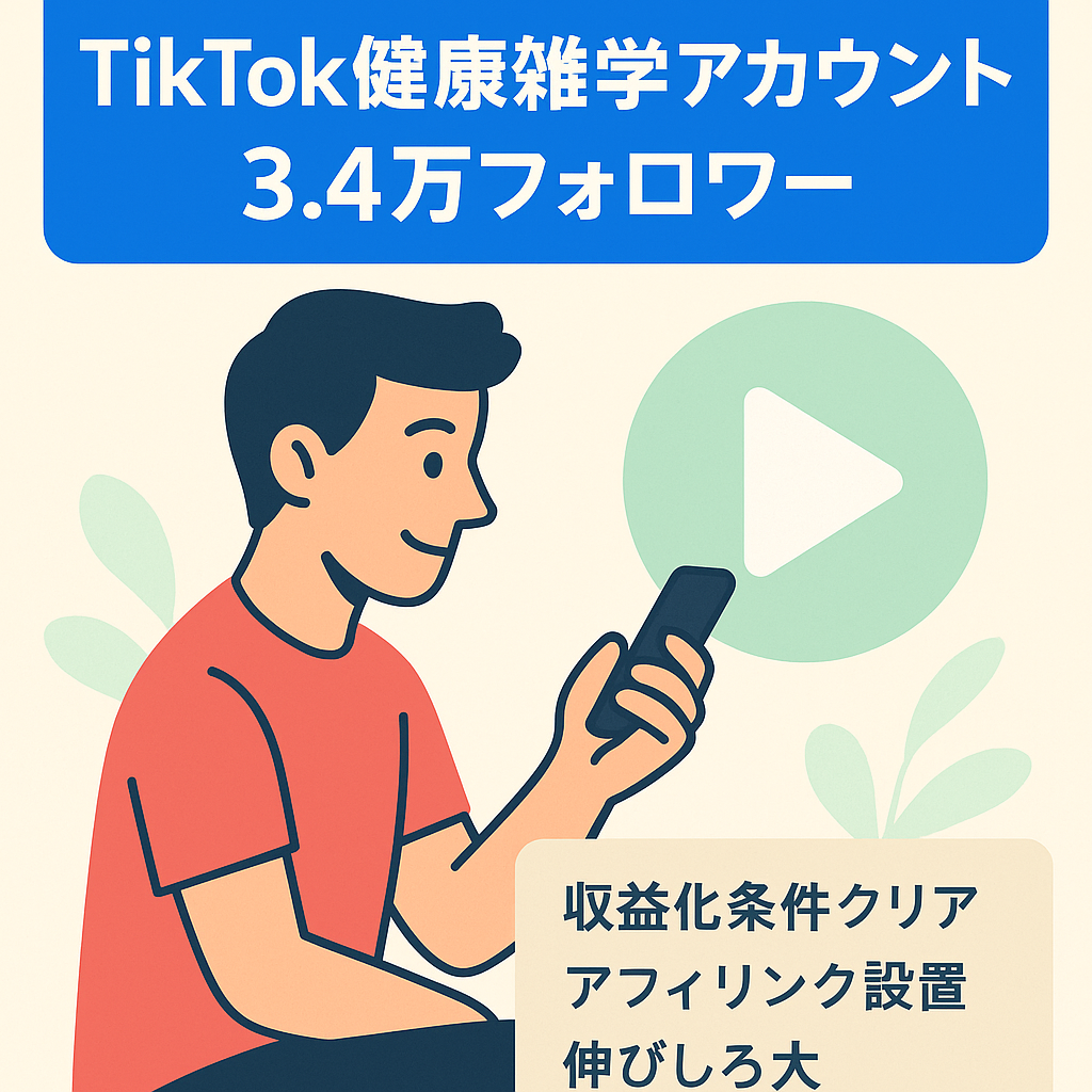 TikTok フォロワー3.4万人　健康雑学系アカウント【直近動画再生数60万再生】