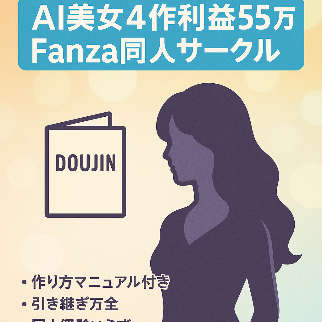 【4作品で利益55万！】AI美女同人を販売するFanza同人サークル【制作マニュアル＋引き継ぎサポート付き】