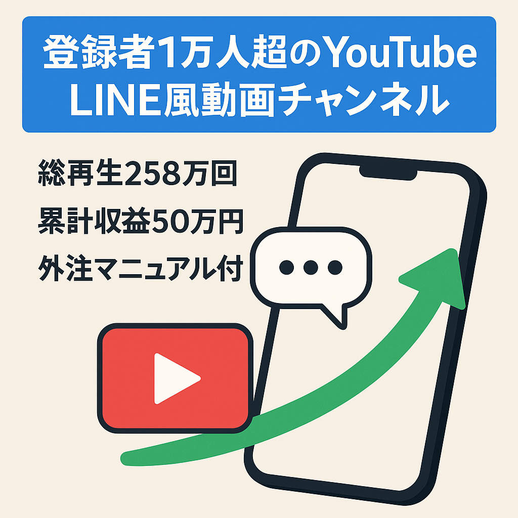 【YouTubeチャンネル登録者数1万人以上】LINE風動画チャンネル・総収益50万円超！総再生回数258万回！