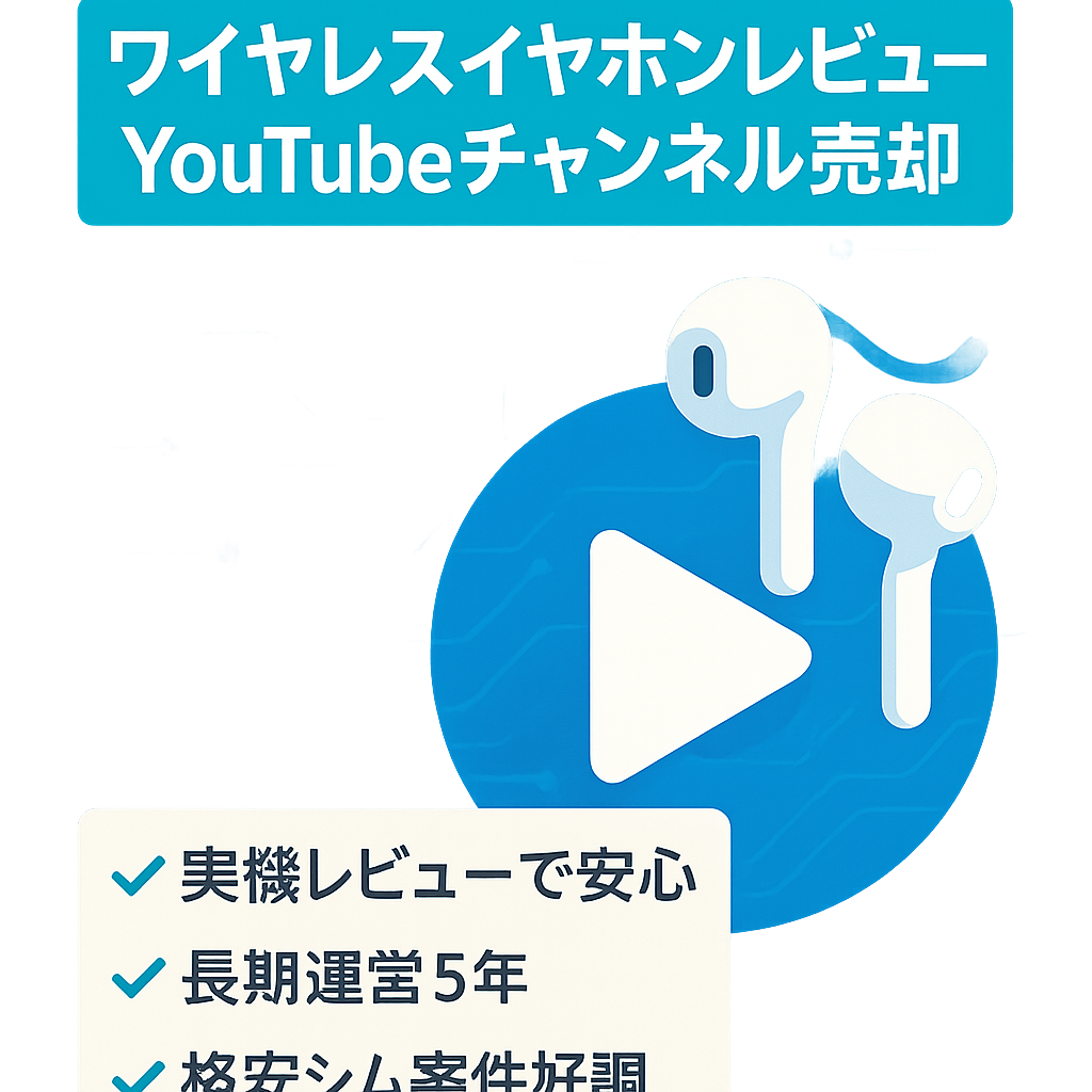 完全ワイヤレスイヤホンの実機レビューを中心に行なっているメディア&収益化済みYouTubeアカウント