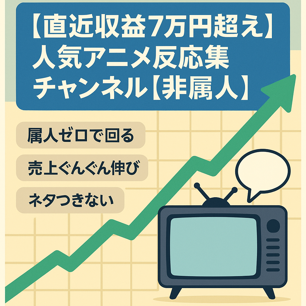 【直近収益7万円超え】人気アニメ反応集チャンネル【非属人】