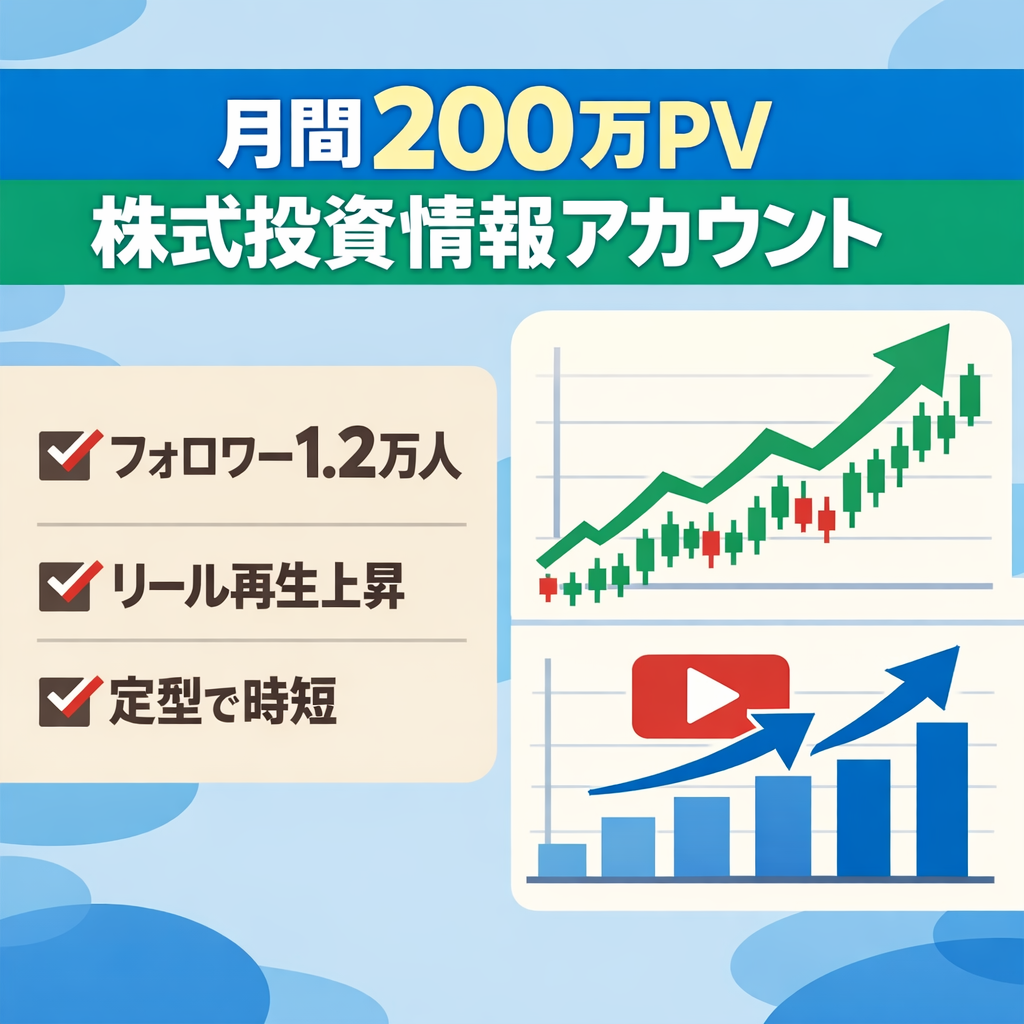【フォロワー1.2万人以上/月間200万PV】株式投資情報を発信するアカウント/属人性なし
