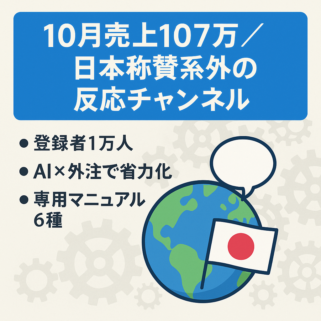 【10月売上107万】日本称賛系の海外の反応チャンネル【登録者1万人】