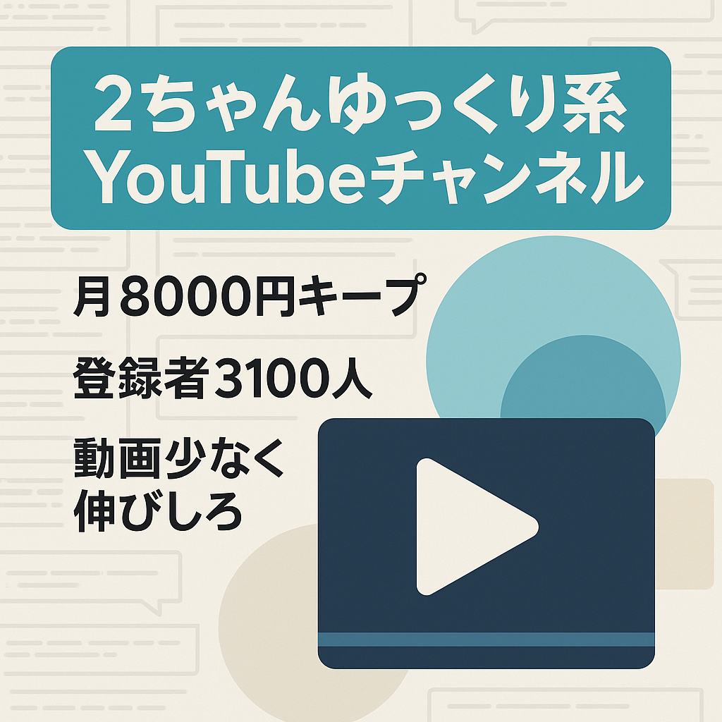【放置で毎月8000円の収益】登録者数3,100人！2ちゃんゆっくり系YouTubeチャンネル