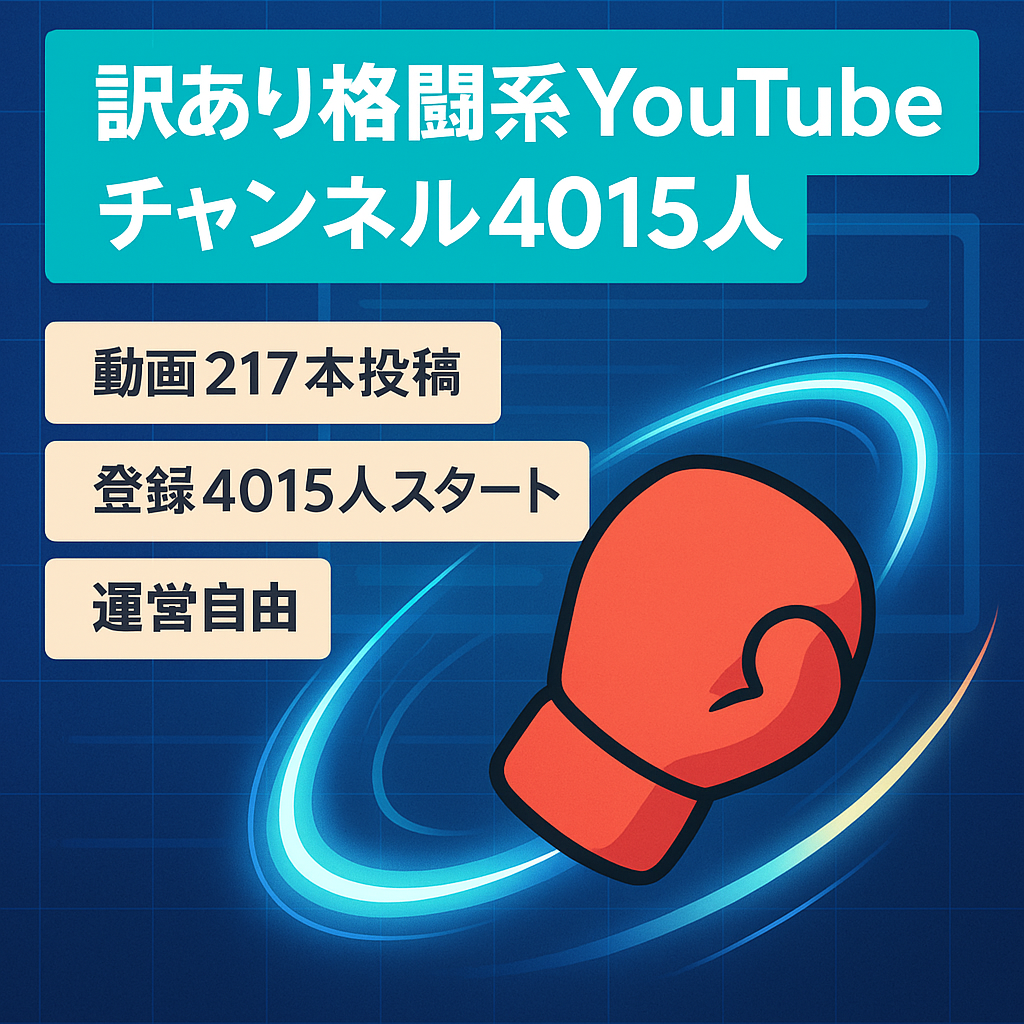 【訳あり】格闘系YouTubeチャンネル登録者4015人の切り抜きチャンネル※収益化審査を落ちたので手放します。