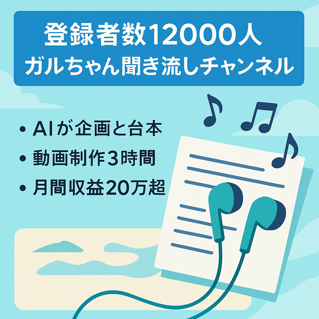 【登録者数12000人！毎月収益10万超え】ガルちゃんの有益トピ聞き流しチャンネル│AIによる案出し～台本シート完備、動画製作1本3時間