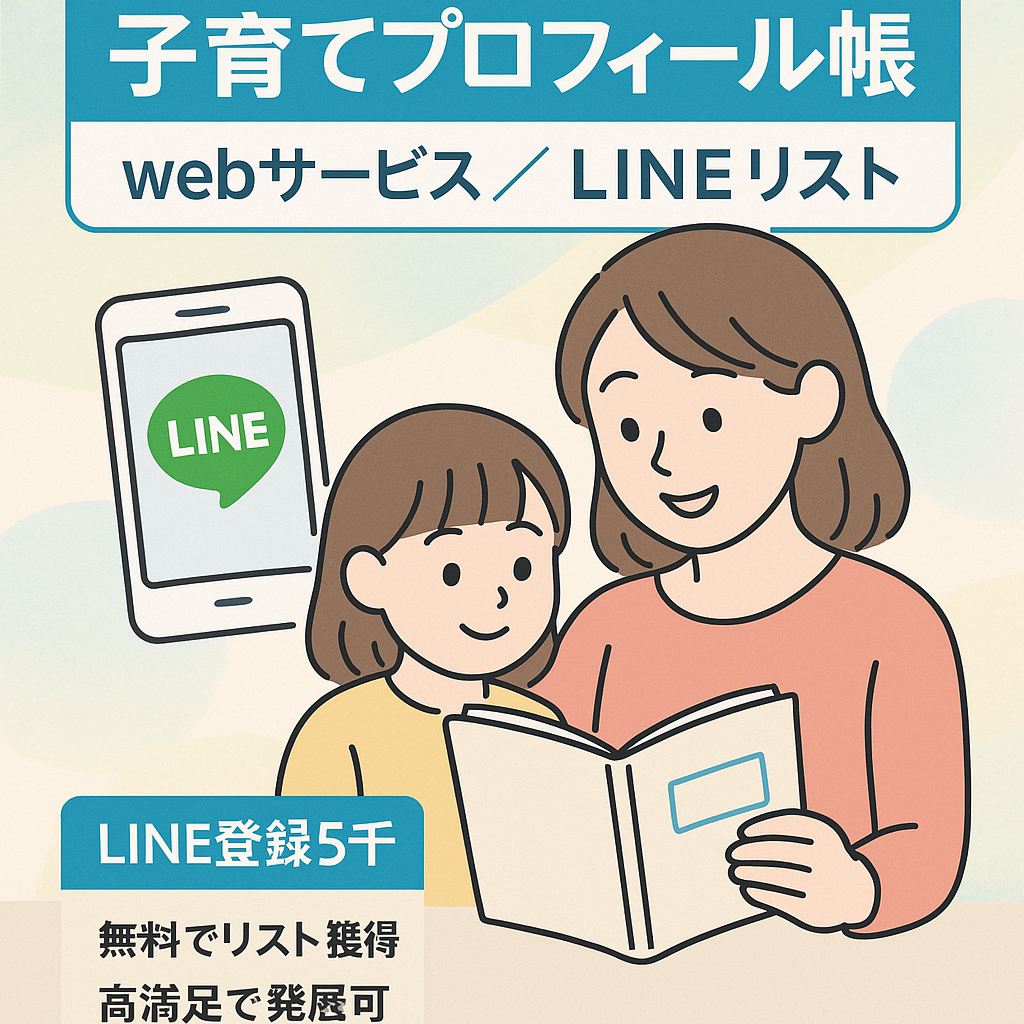 【ママ・子育てメディア向け】我が子のプロフィール帳作成webサービス【LINEリストを自動収集】