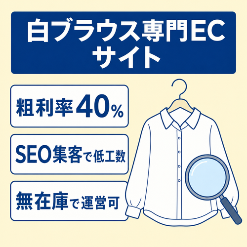 【粗利率40%】多様な品揃えの白ブラウスに特化した専門EC