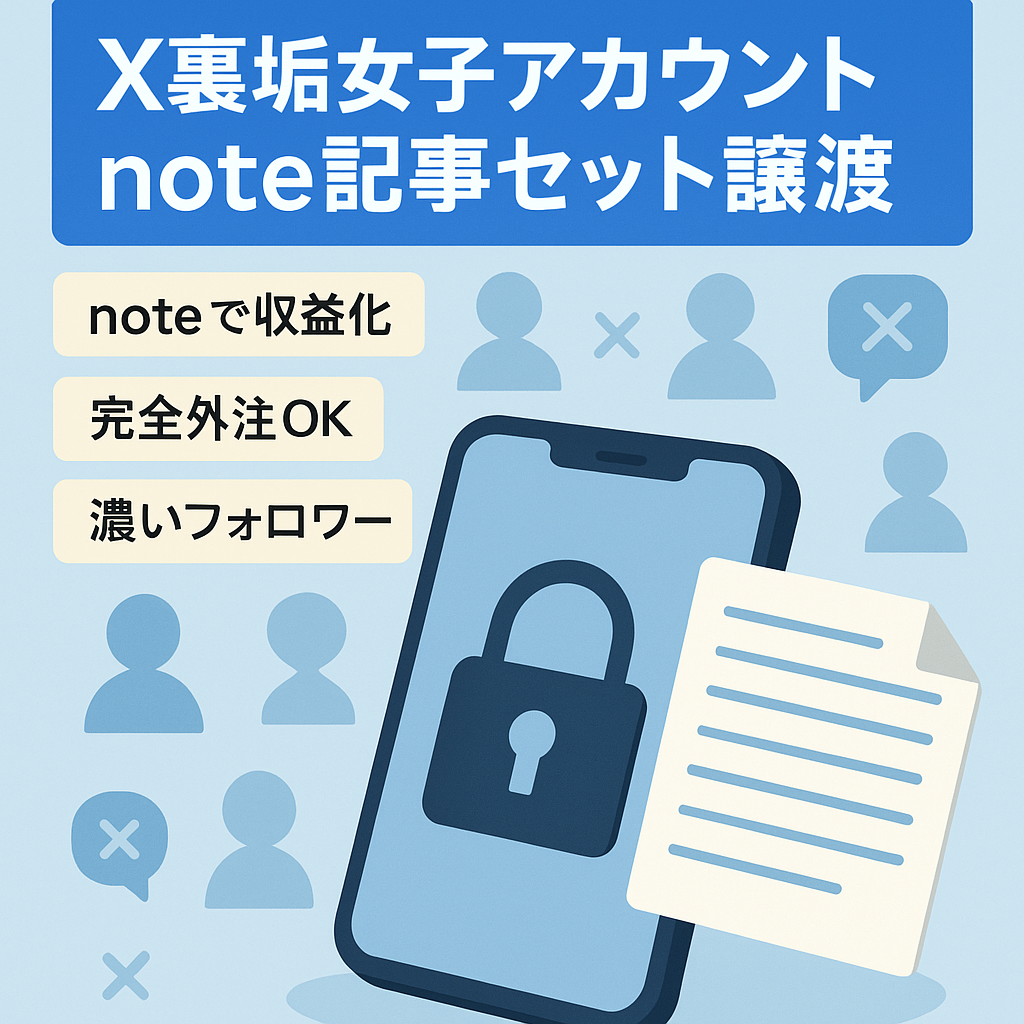 【X(旧Twitter)収益化済み】裏垢女子アカウント/note記事・アカウント譲渡/完全外注可能