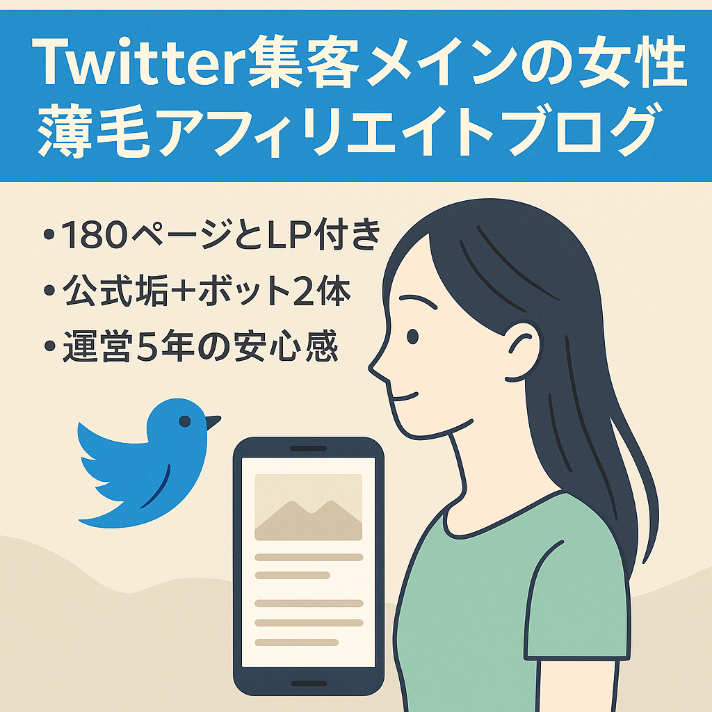 Twitter集客メインの女性薄毛アフィリエイトブログ】運営歴5年。