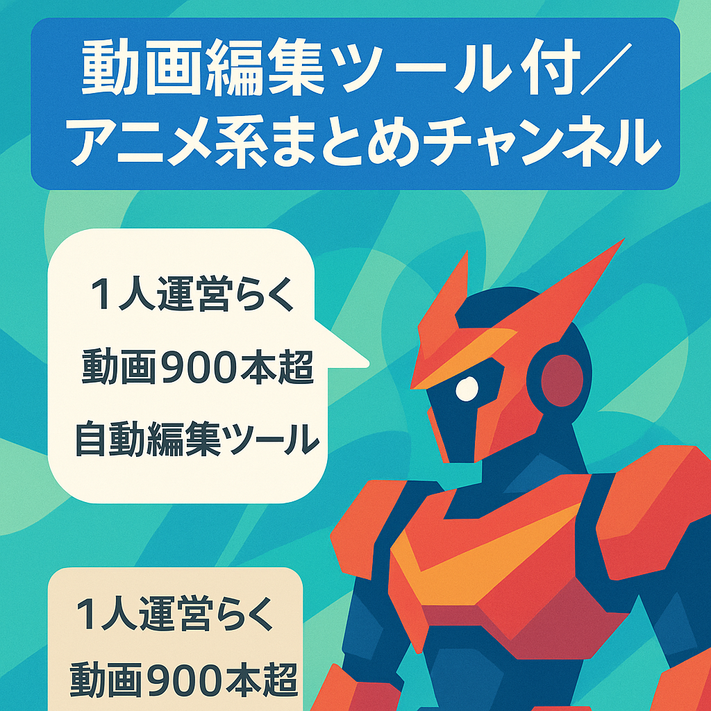 【弊社独自の自動動画編集ツール付】アニメ、ガンダム系2chまとめチャンネル