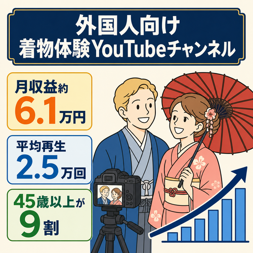 【収益化済・インバウンド日本称賛系】登録者2,870人／外国人向けの着物体験YouTubeチャンネル（月収益約6.1万円・運営体制の引き継ぎ可能）