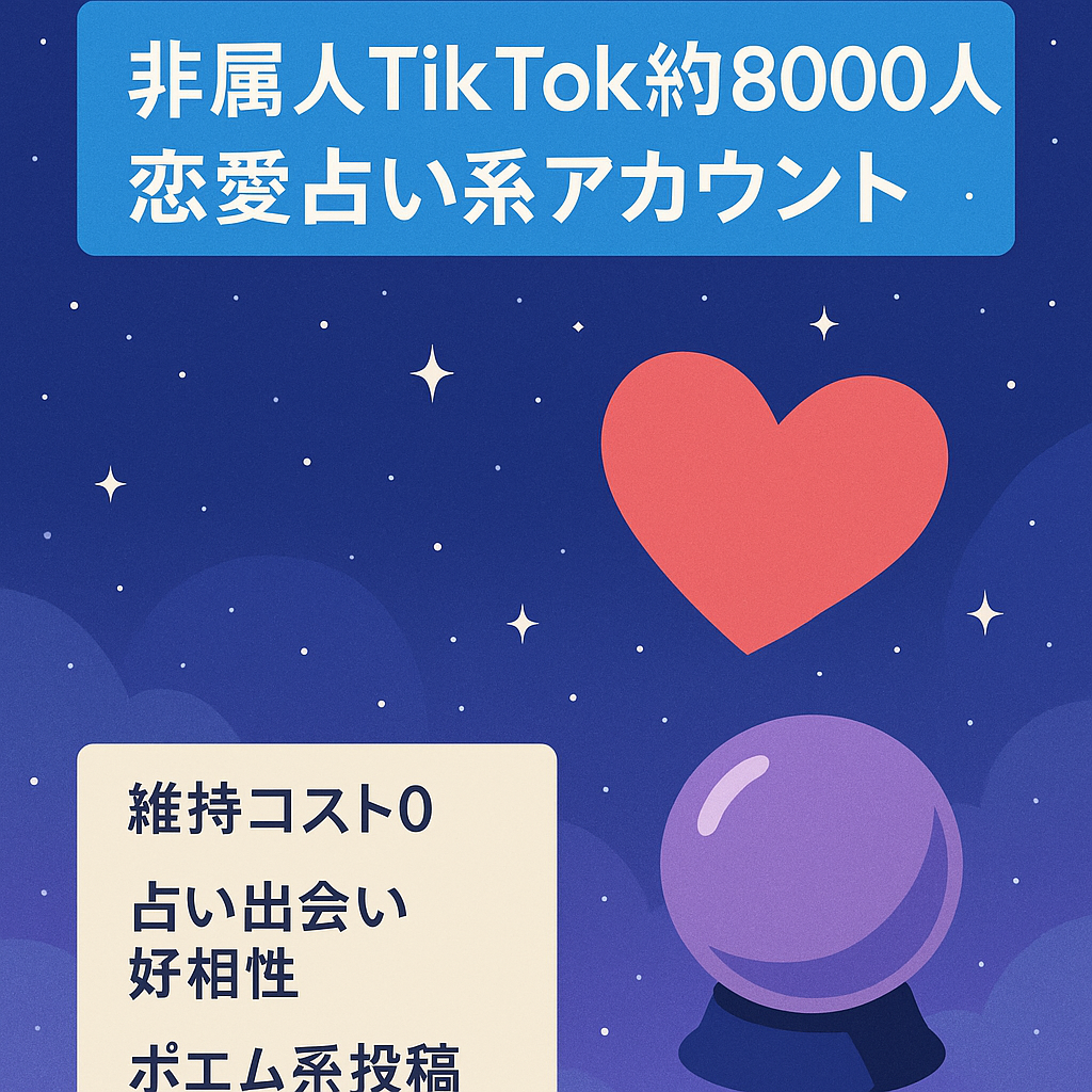 【TikTokフォロワー約8000人】運用コスト0！非属人恋愛・占い・出会いと相性がいいアカウント