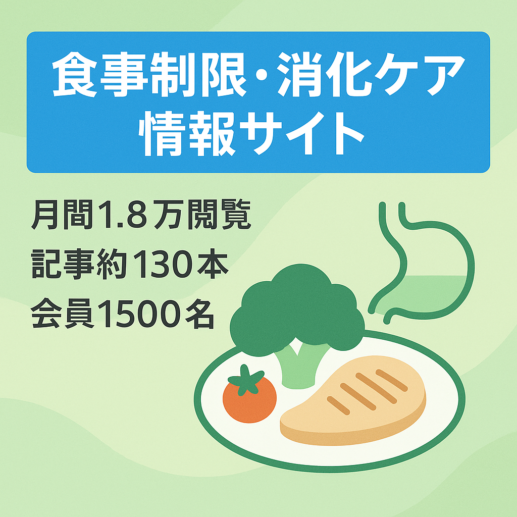 【健康×食】食事制限/消化ケア系ニッチ情報サイト｜月間PV1.8万台／記事約130本