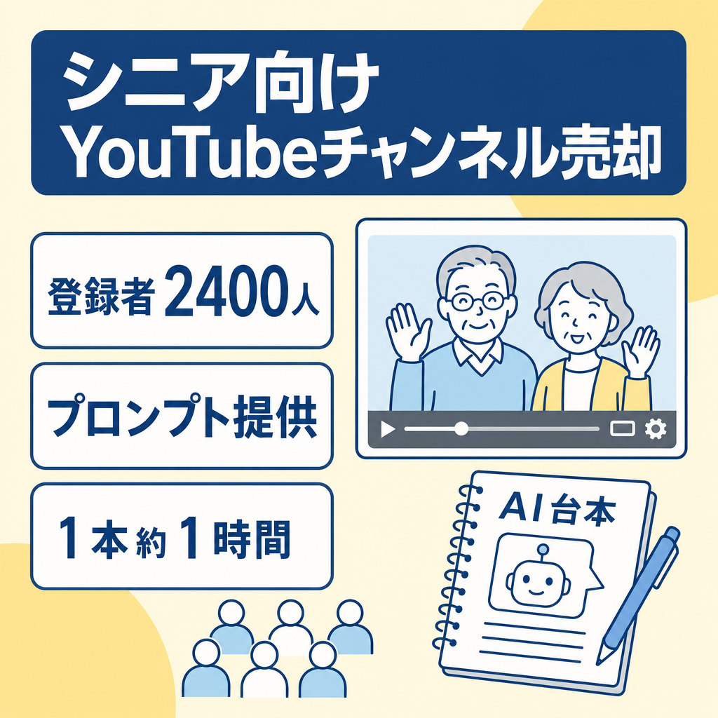 【登録者2400人/顔出しなし】シニア向けYouTubeチャンネル（AIシナリオ作成）