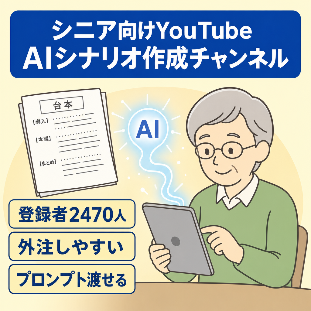 【登録者2470人/顔出しなし】シニア向けYouTubeチャンネル（AIシナリオ作成）