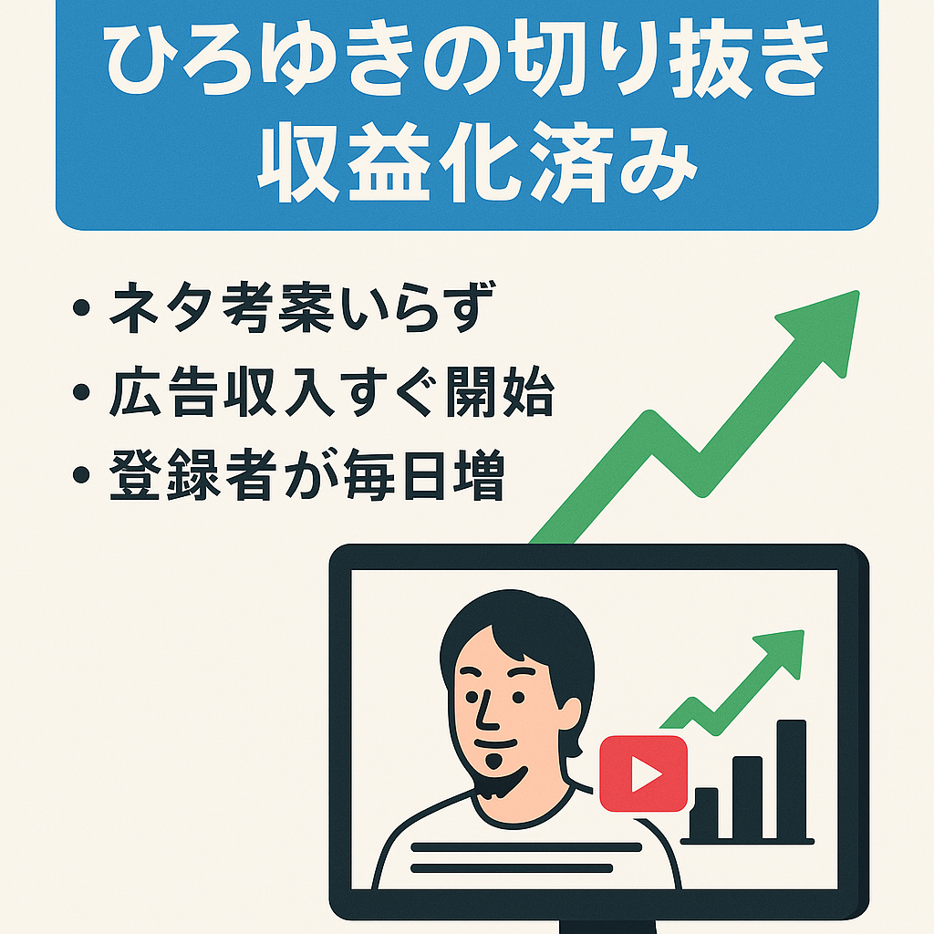 YouTubeチャンネルひろゆきの切り抜き収益化済み