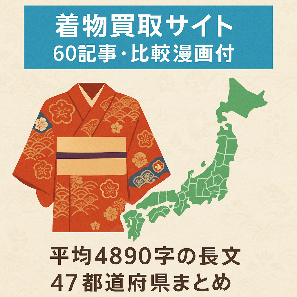 【着物買取サイト】60記事、平均4890文字以上、漫画比較ページもあり