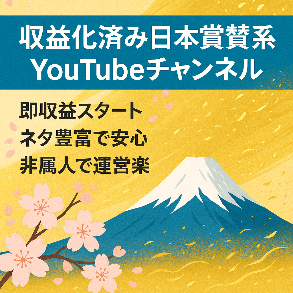 【即マネタイズ可】収益化済み日本賞賛系Youtubeチャンネル【顔出し不要】
