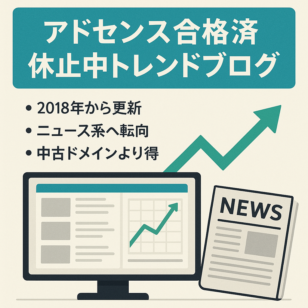 【アドセンス合格済】休止中のトレンドアフィリブログ（中古ドメイン購入よりお得かも？）