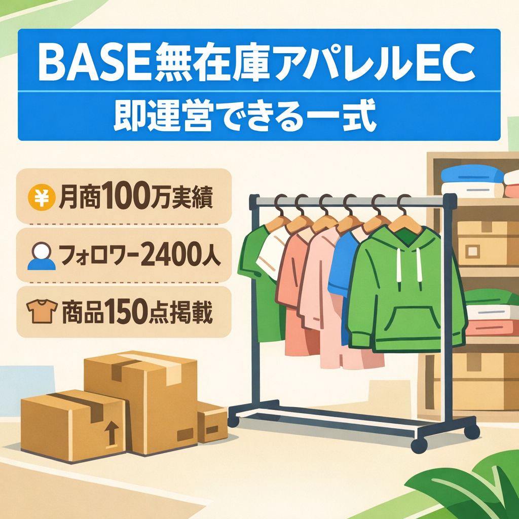 【総フォロワー2400人】BASE無在庫アパレルEC｜月商100万実績｜即運営可
