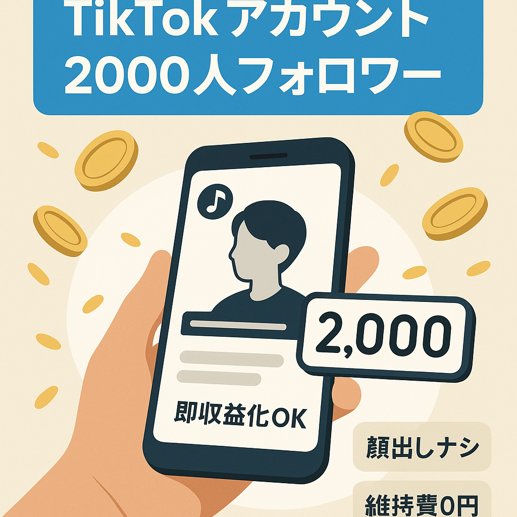 【即収益化】【tiktokフォロワー2000人オーバー】【テキストのみ】楽チン運用