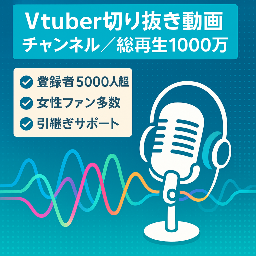 【７月収益50万以上！・Vtuber切り抜きチャンネル】総再生回数1000万回/登録者約5000人越え/投稿継続中