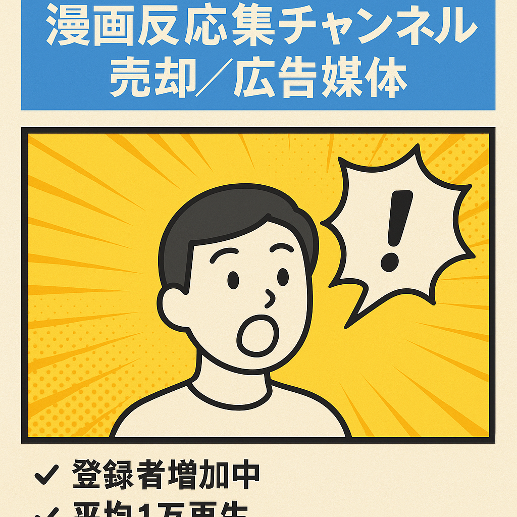 【登録者増加中】漫画の反応集チャンネルの売却/広告媒体として使用可能/台本作成5分
