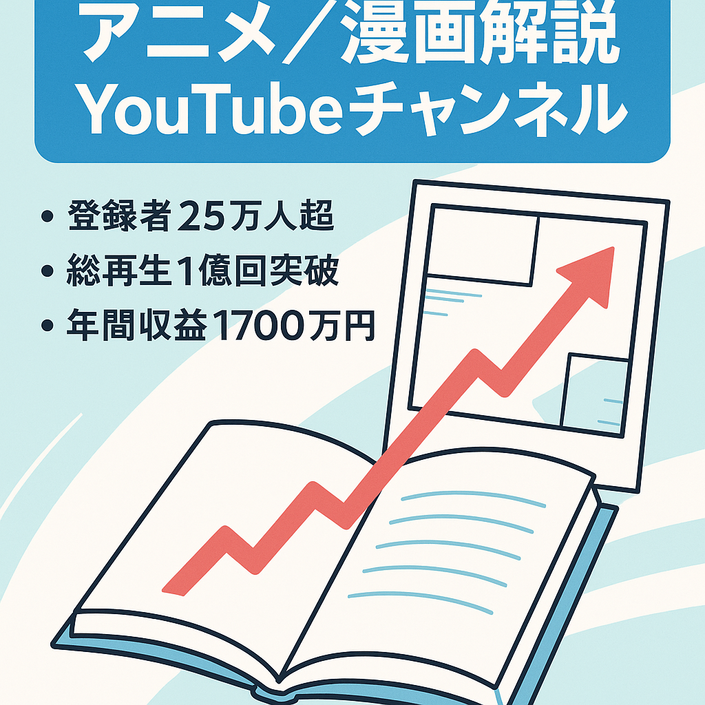 【安定収益月100~200万円以上】登録者数約25万人 同ジャンルNo.1 アニメ・漫画作品解説系チャンネル