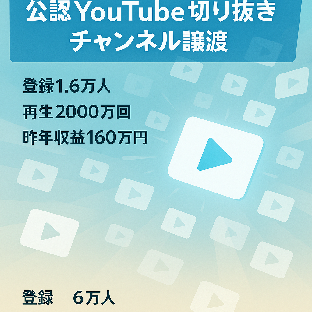【登録者数約1.6万人】『総再生回数2000万回超』公認切り抜きチャンネルの譲渡!!【昨年収益160万円以上】【即日対応可】