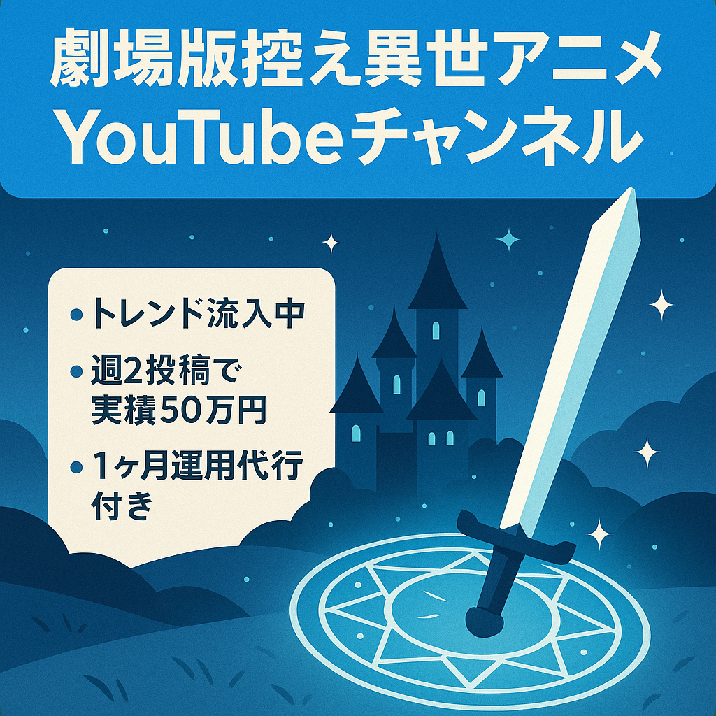 【週1-2本投稿】劇場版＆5クール放送控えた人気異世界アニメ特化CH｜登録者1.5万人・1ヶ月運用代行付き