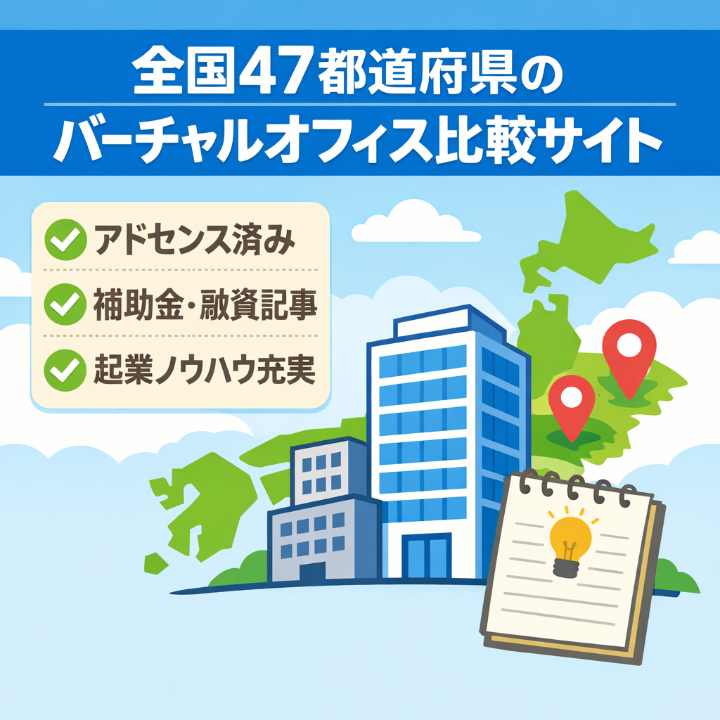 バーチャルオフィス比較ポータルサイト。ビジネス・起業支援。全国47都道府県対応