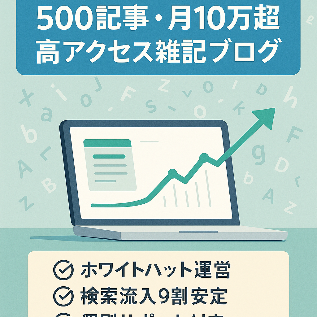 【最大値下げ】記事数500以上で月収10万以上！書くネタに困らない高アクセス雑記ブログ　※1ヶ月個別サポート・ライティングマニュアル付き！