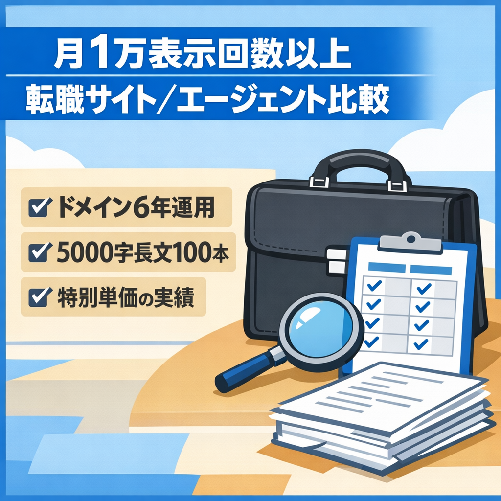 【月1万IMP以上】転職サイト、エージェント比較アフィリエイトメディア