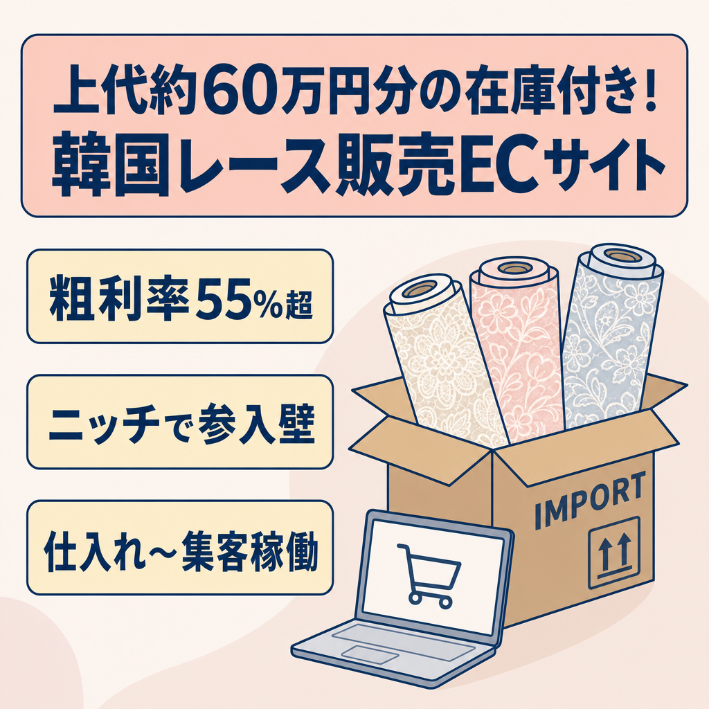 上代で約60万円分の在庫付き！韓国レース販売ECサイト
