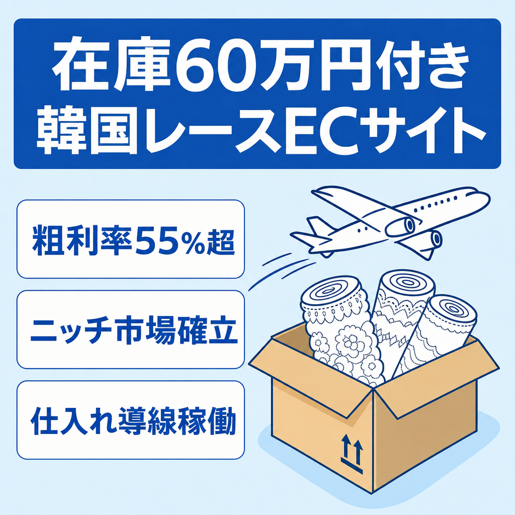 上代で約60万円分の在庫付き！すぐに始められる韓国レース販売ECサイト