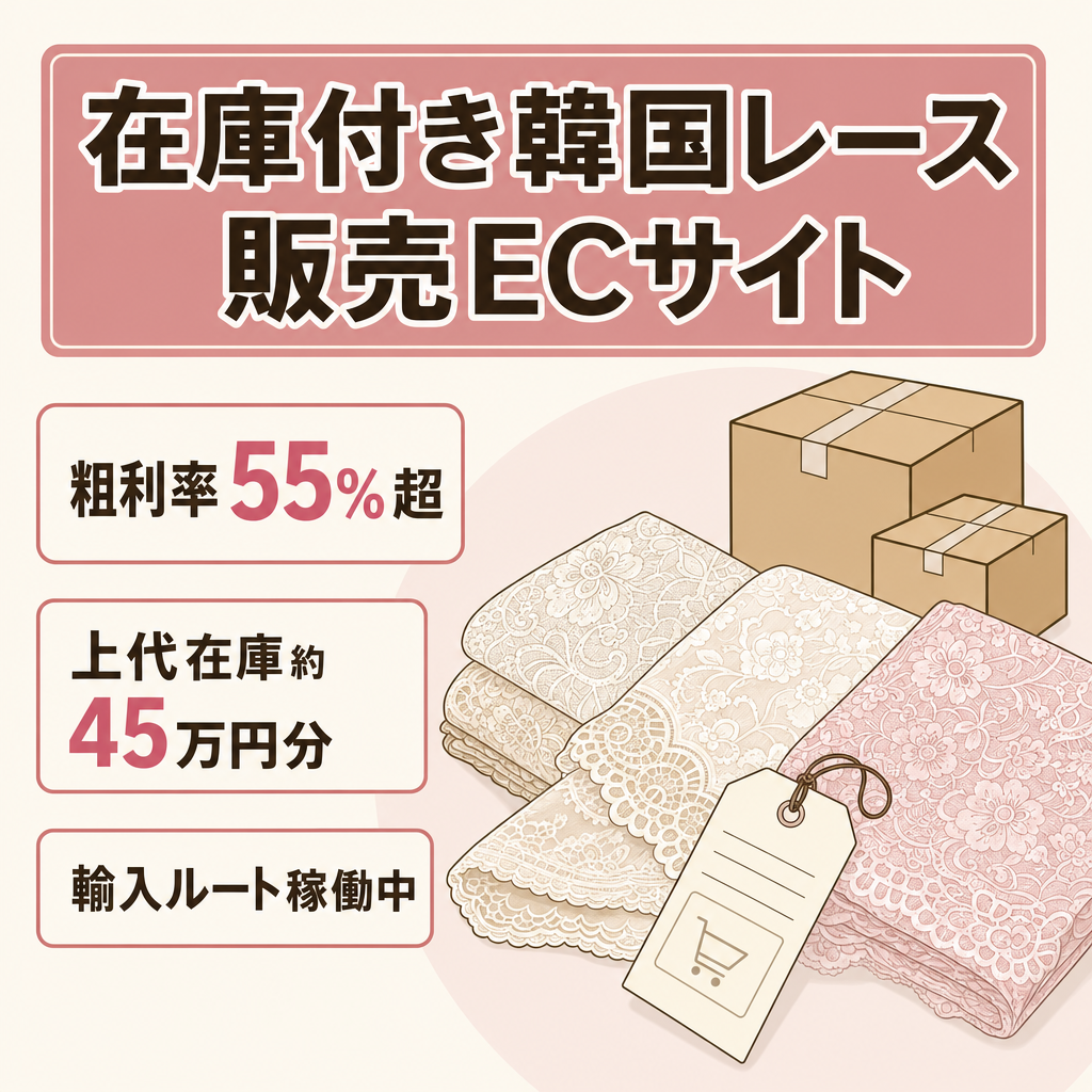 上代で約45万円分の在庫付き！すぐに始められる韓国レース販売ECサイト