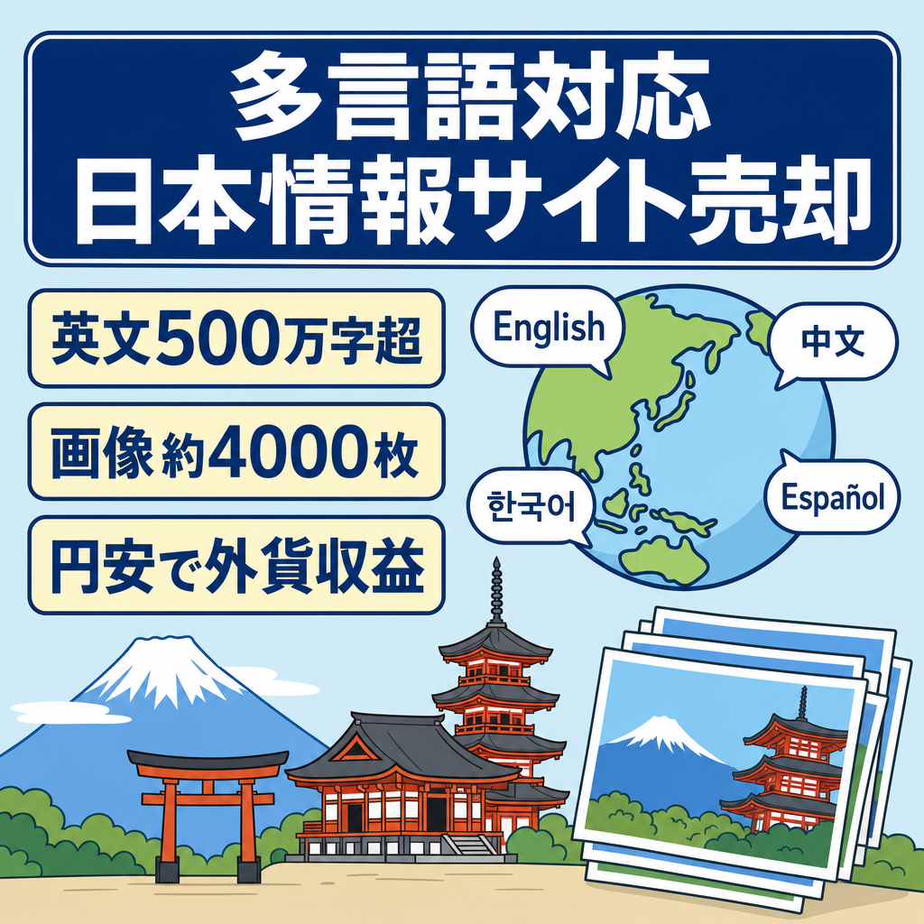 【円安で今後拡大するインバウンド需要に】日本紹介の多言語サイト｜500万字超の英文×購入画像多数