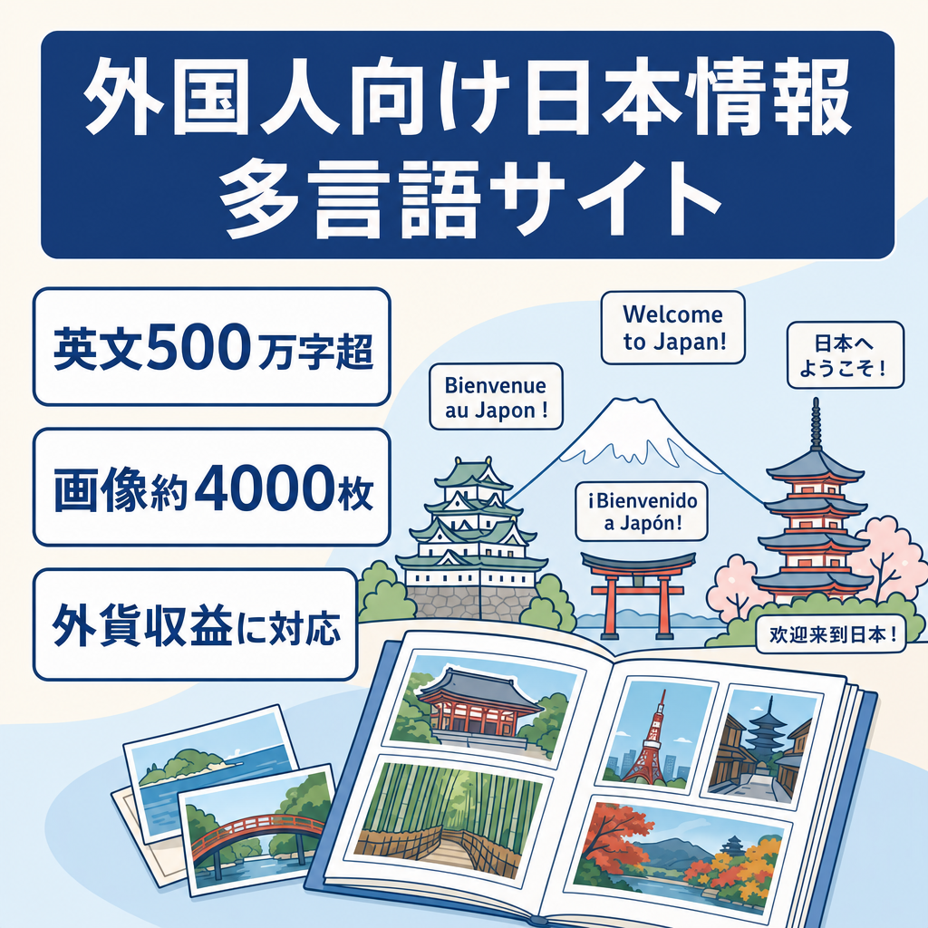 【最終値下げ】海外に向けて日本を紹介する多言語サイト｜500万字超の英文×購入画像多数