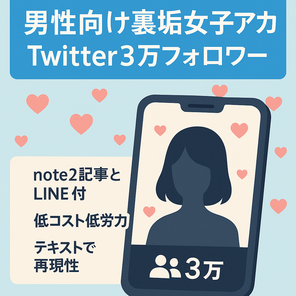 【Twitterフォロワー３万人＆総売り上げ55万円超え】非モテ男性をターゲットにした裏垢女子アカウント