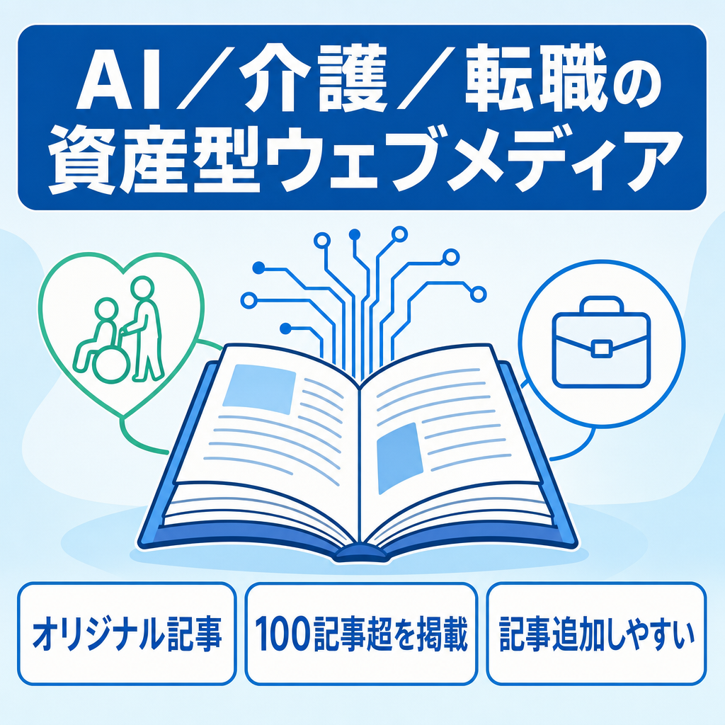 【AI・介護・転職】専門性の高いSEOメディア｜100記事以上・資産型Webメディア